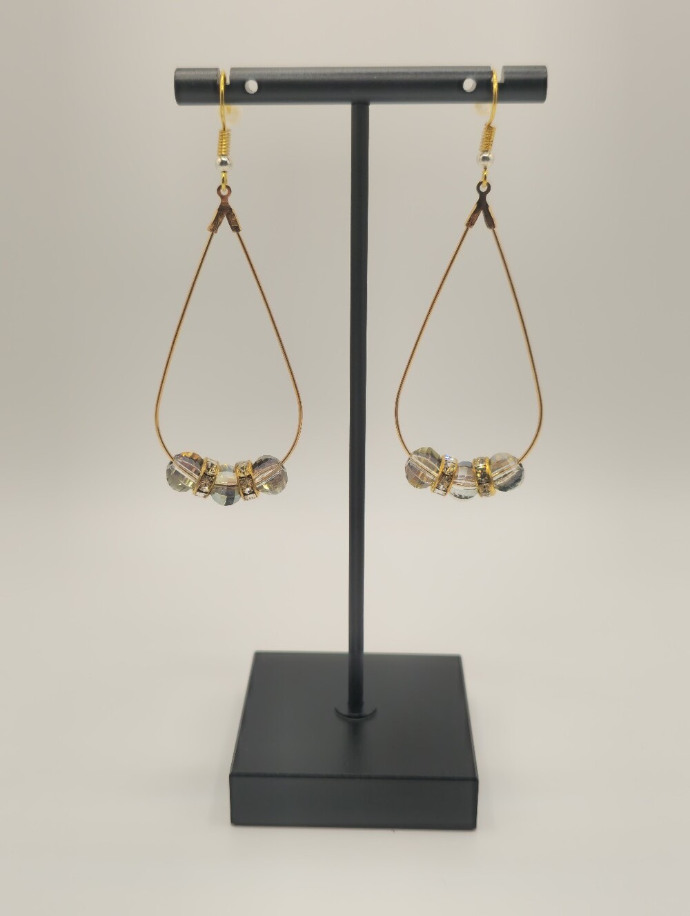Hand Crafted Gold-Tone Bead Drop Earrings